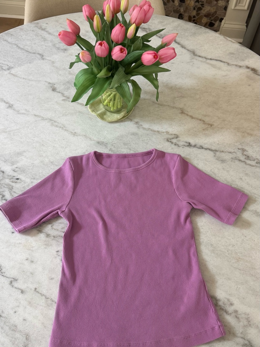 MUJI Women’s Ribbed Cotton Stretch Top – Size Small